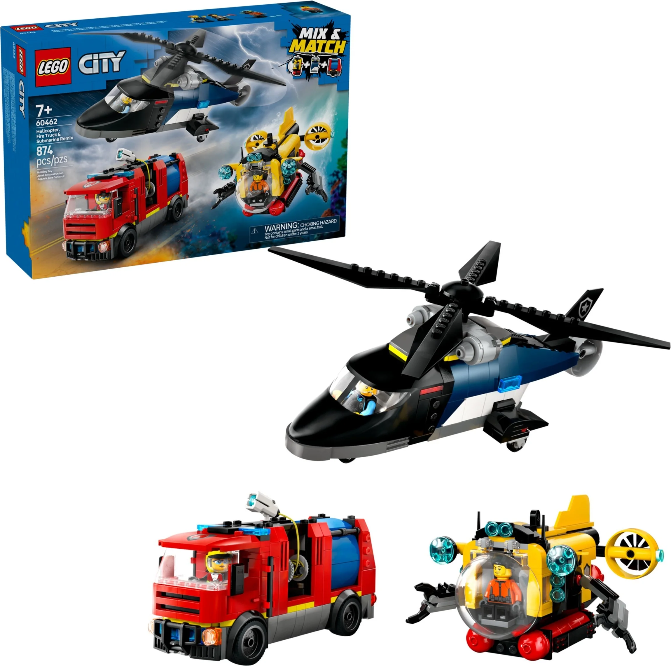 Kombinationsset mit Hubschrauber, Löschauto und U-Boot - Thumbnail 7