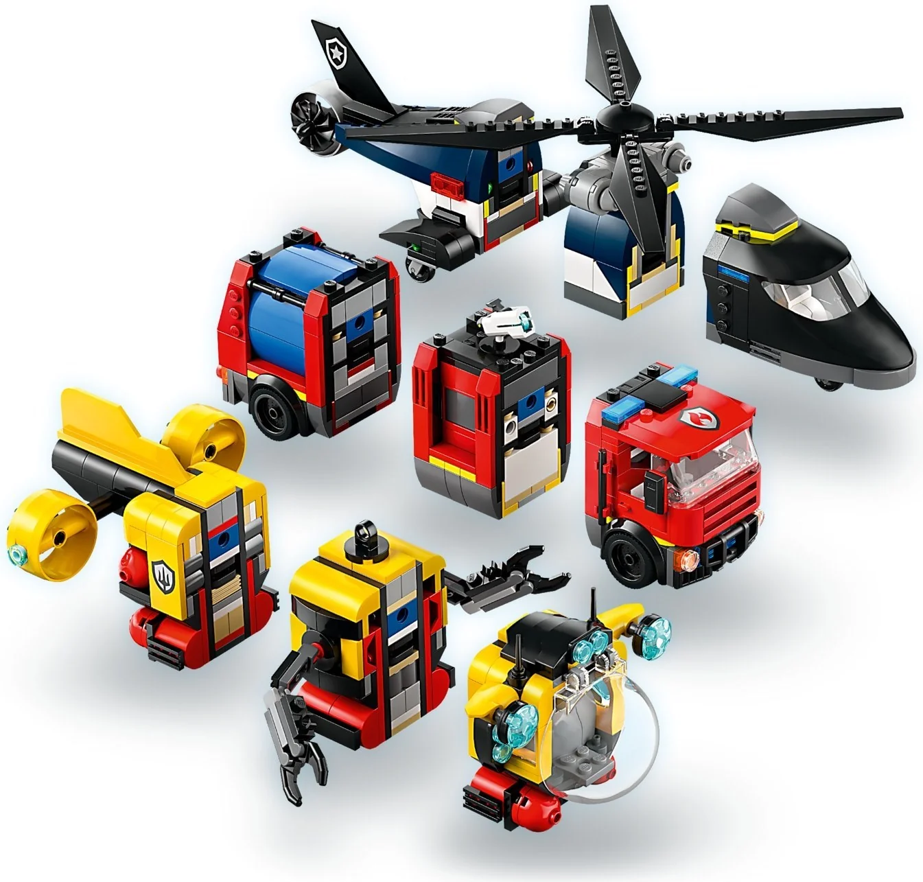 Kombinationsset mit Hubschrauber, Löschauto und U-Boot - Thumbnail 9