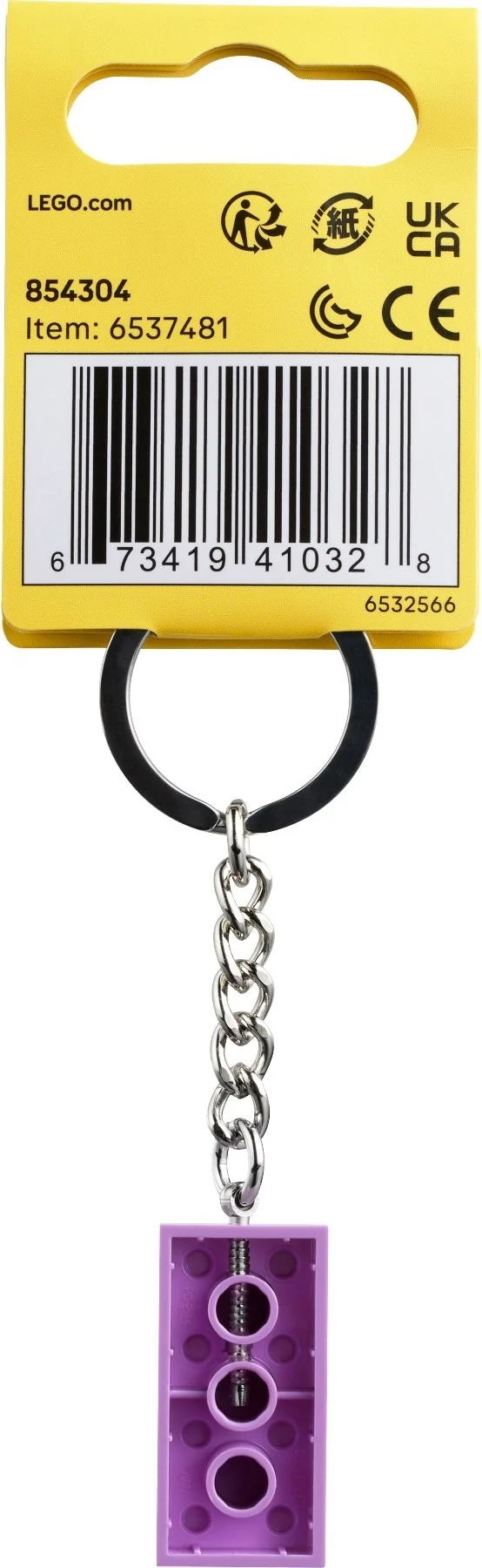 Lavendelfarbener 2x4 Stein Schlüsselanhänger - Thumbnail 3